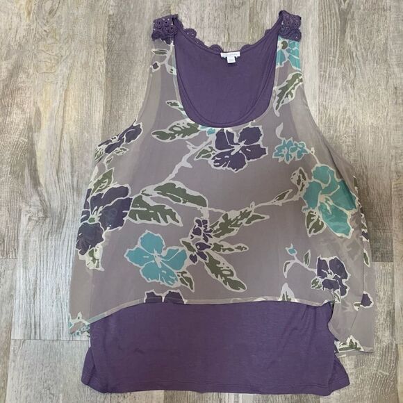 NWT relativity lavender tank top with sheer overlay size L - Picture 10 of 12